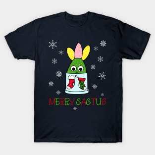 Merry Cactus - Hybrid Cactus In Christmas Themed Pot T-Shirt